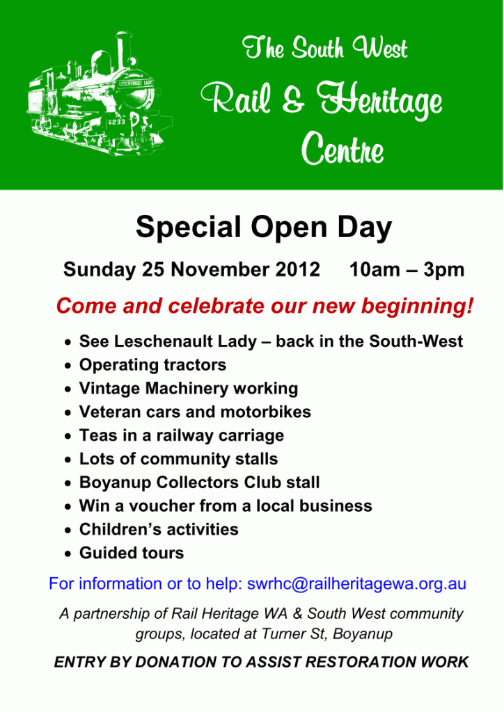 Open Day SouthWest Rail & Heritage Centre WAMRC News Open Day SouthWest Rail & Heritage Centre WAMRC News