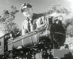 Jack with his 7¼″ gauge loco Shandy built in 1964. Photo courtesy of The West Australian newspaper.